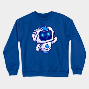 Cute Robot Waving Hand Cartoon Crewneck Sweatshirt